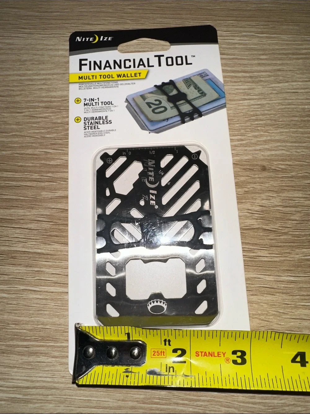 Nite Ize FinancialTool 7-in-1 Stainless Steel Multi-Tool Wallet NWT